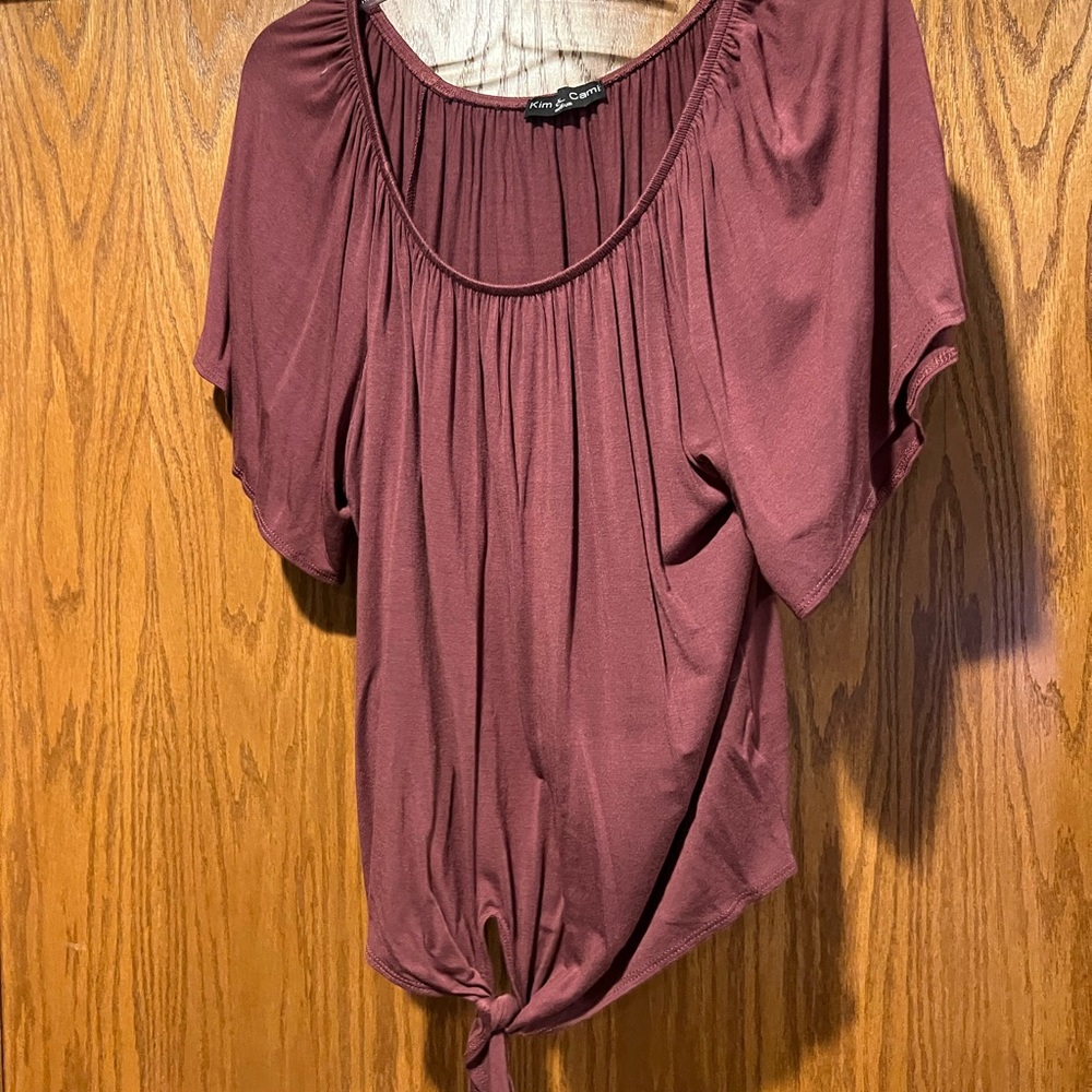 Kim & Cami Dusty Rose Tie-Front Blouse - Picture 3 of 3